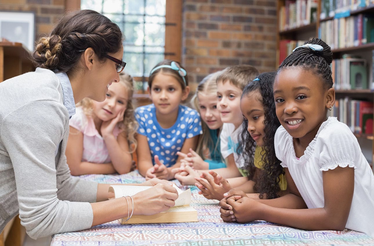 Teacher with a group of students