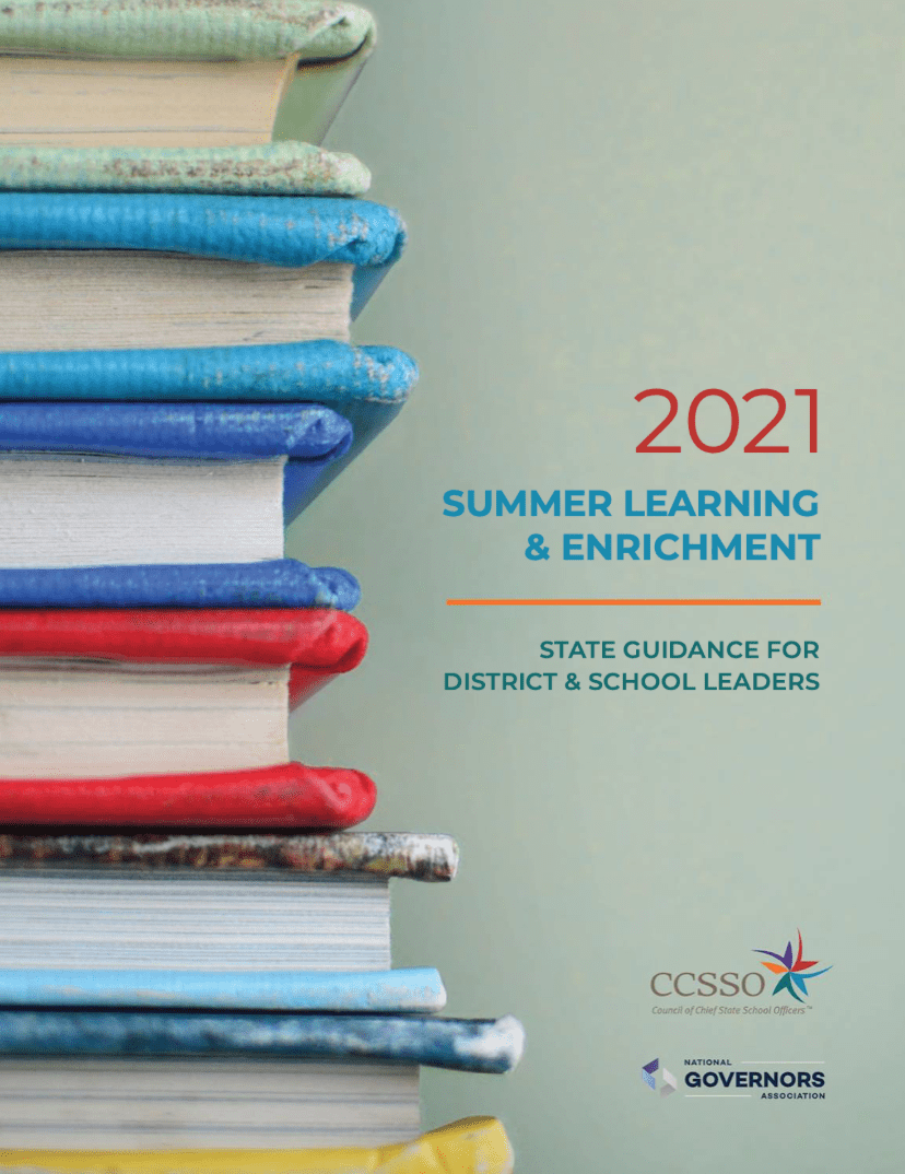 Cover of resource guide showing stack of books and title